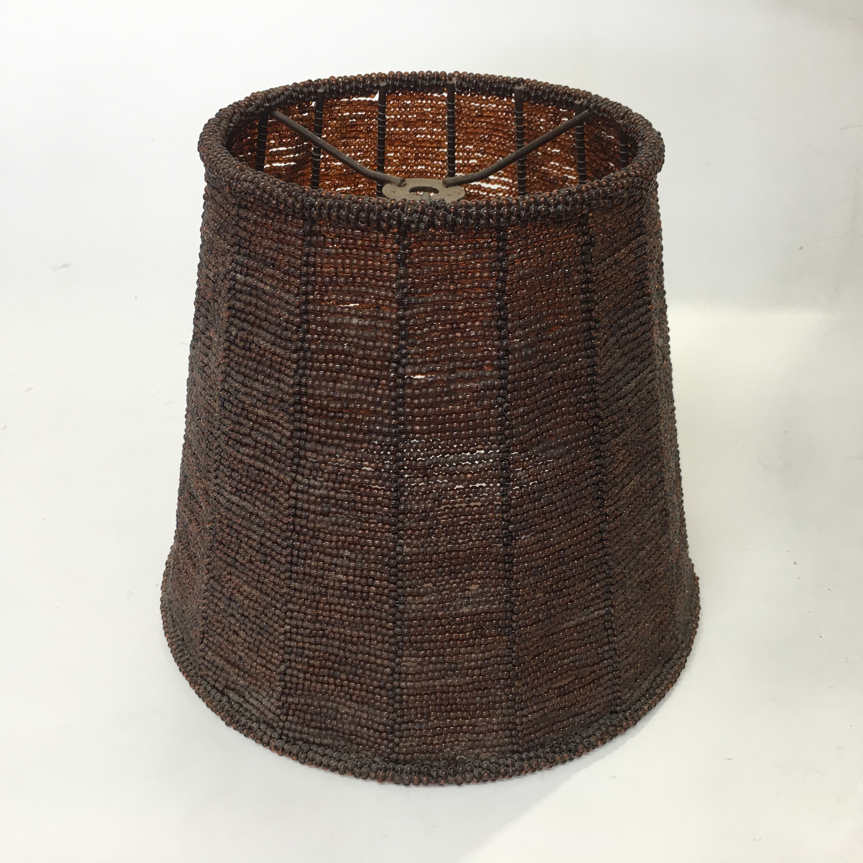 LAMPSHADE, Vintage (Medium) - Glass Beaded Dark Brown